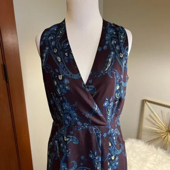 CAbi Paisley Treasure Floral/Paisley Style 3461 V-Neck Midi Dress w/Pockets SZ 4 - Picture 3 of 13